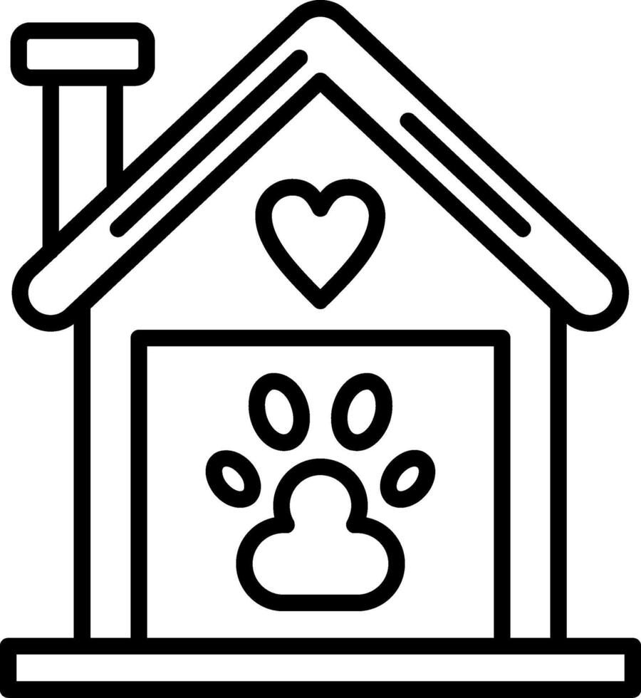 A dog house with a paw print and heart vector