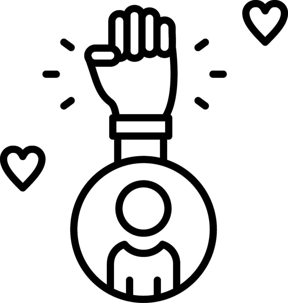 A black and white illustration of a person holding a fist vector