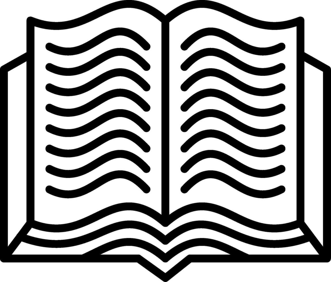 An open book with wavy lines on it vector