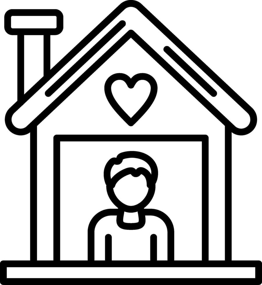 A man is inside a house with a heart vector