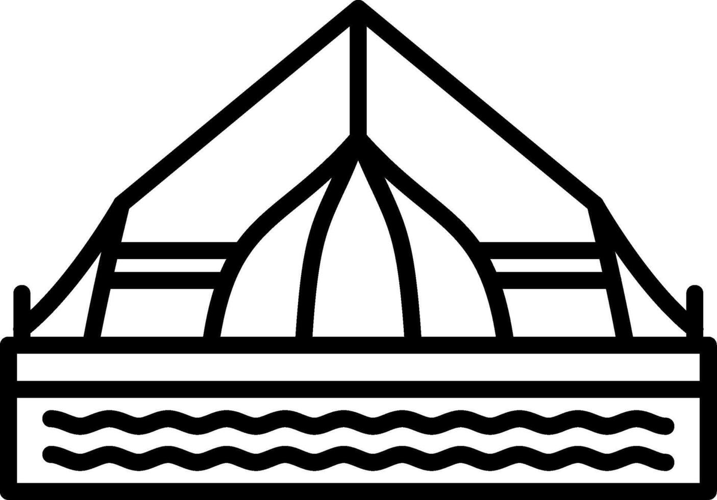 A black and white illustration of a boat vector