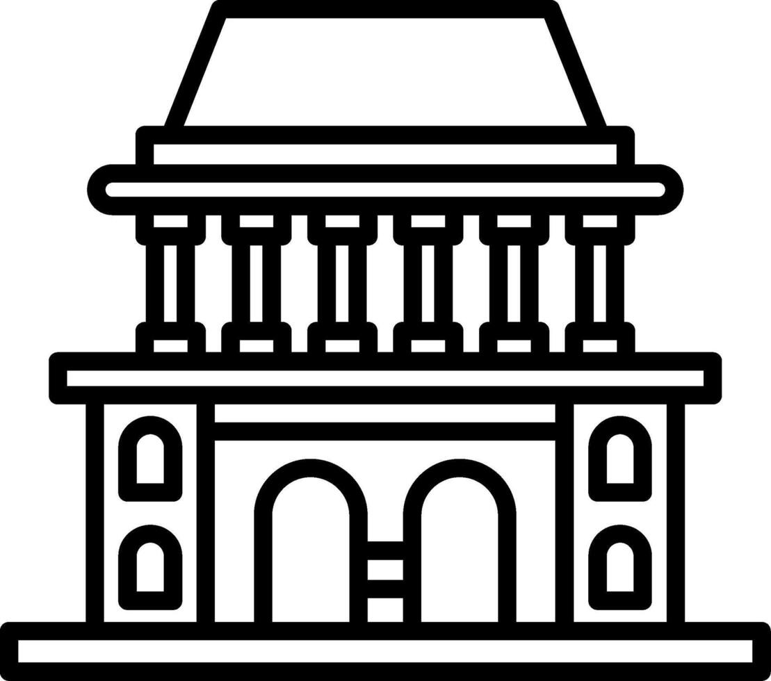 A building with columns and a clock icon vector