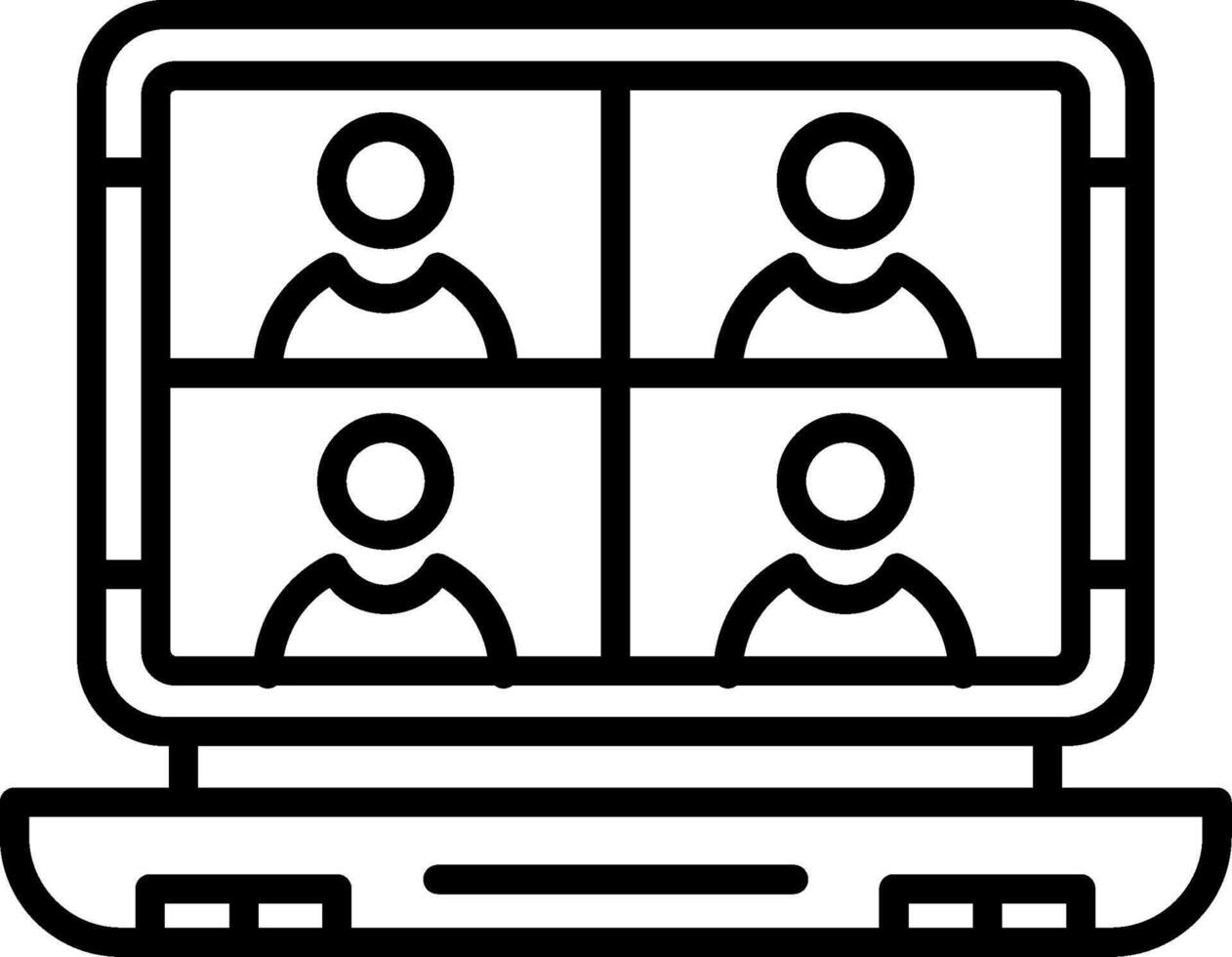 A laptop with people on it and a screen vector