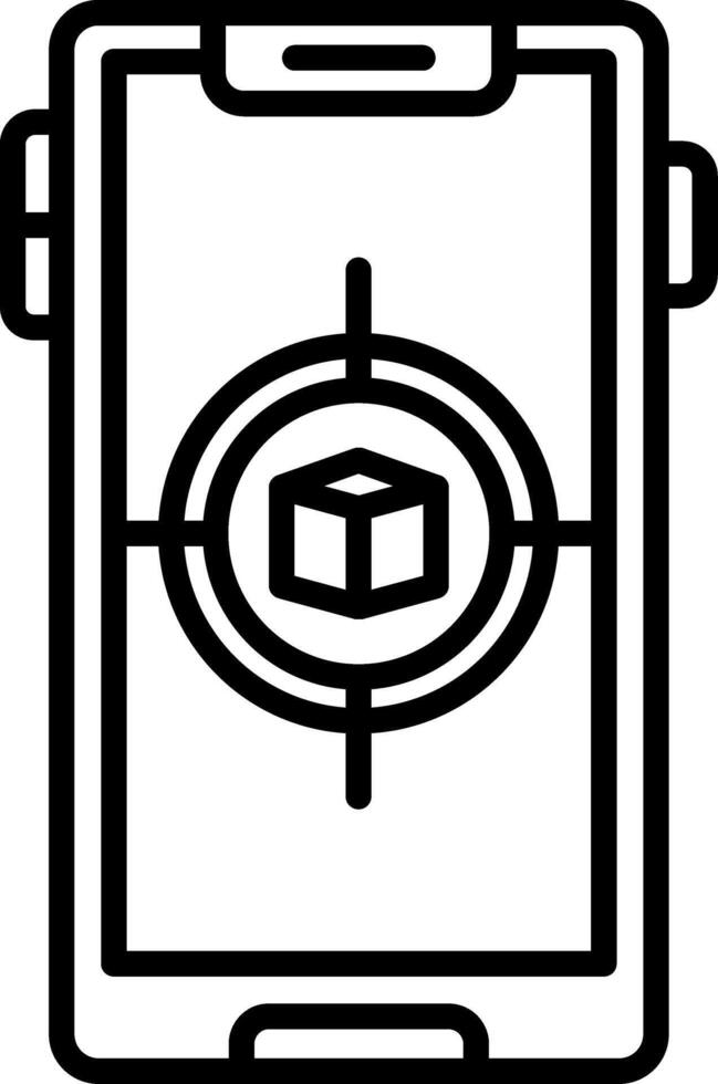 A black and white image of a smartphone with a box on it vector