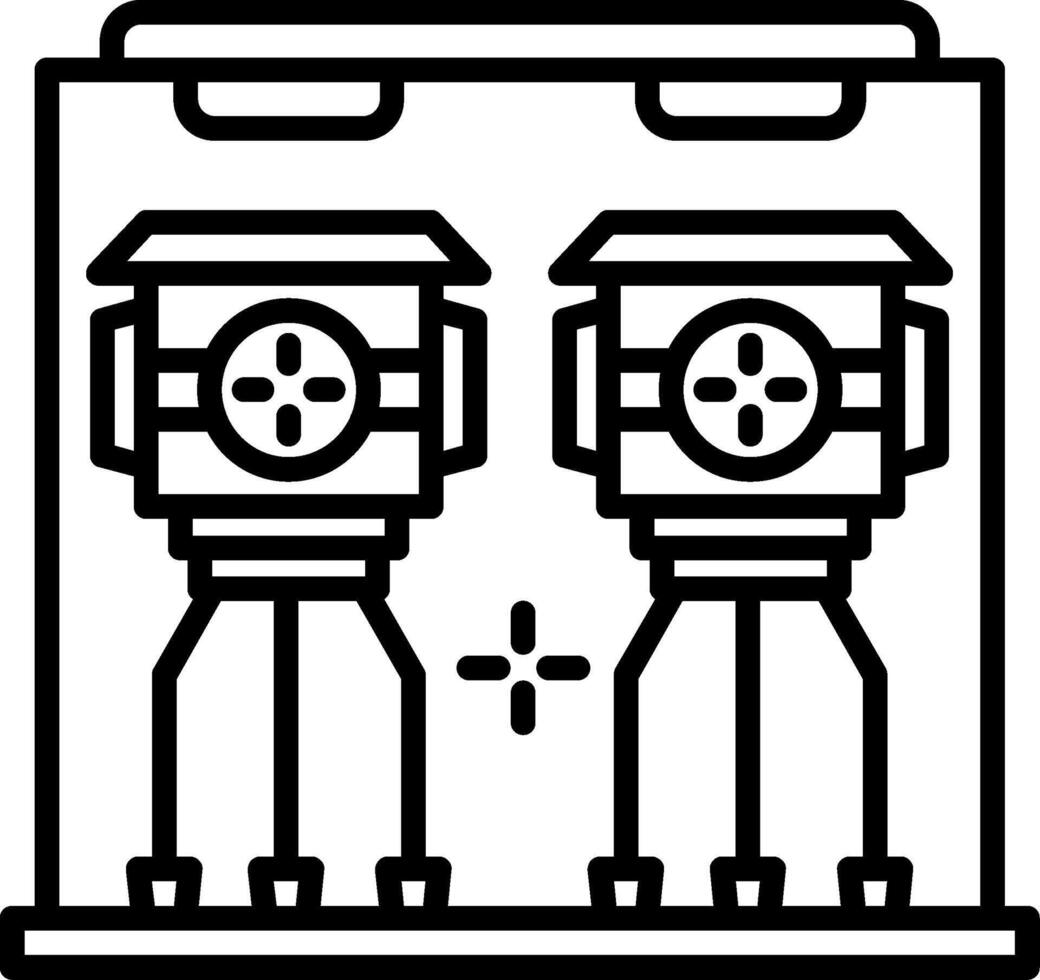 A black and white icon of two robots vector