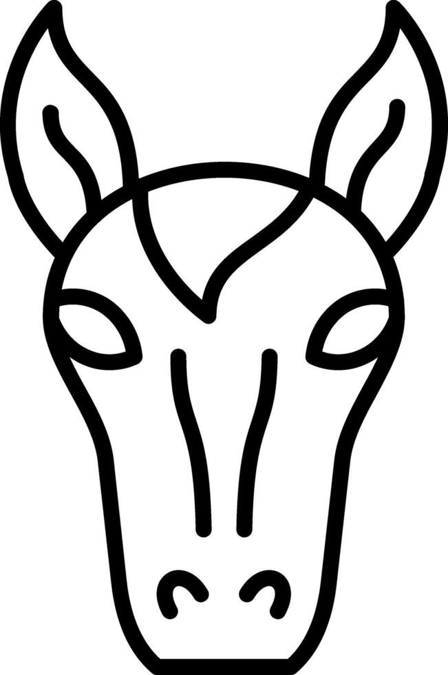 A black and white outline of a horse's head vector
