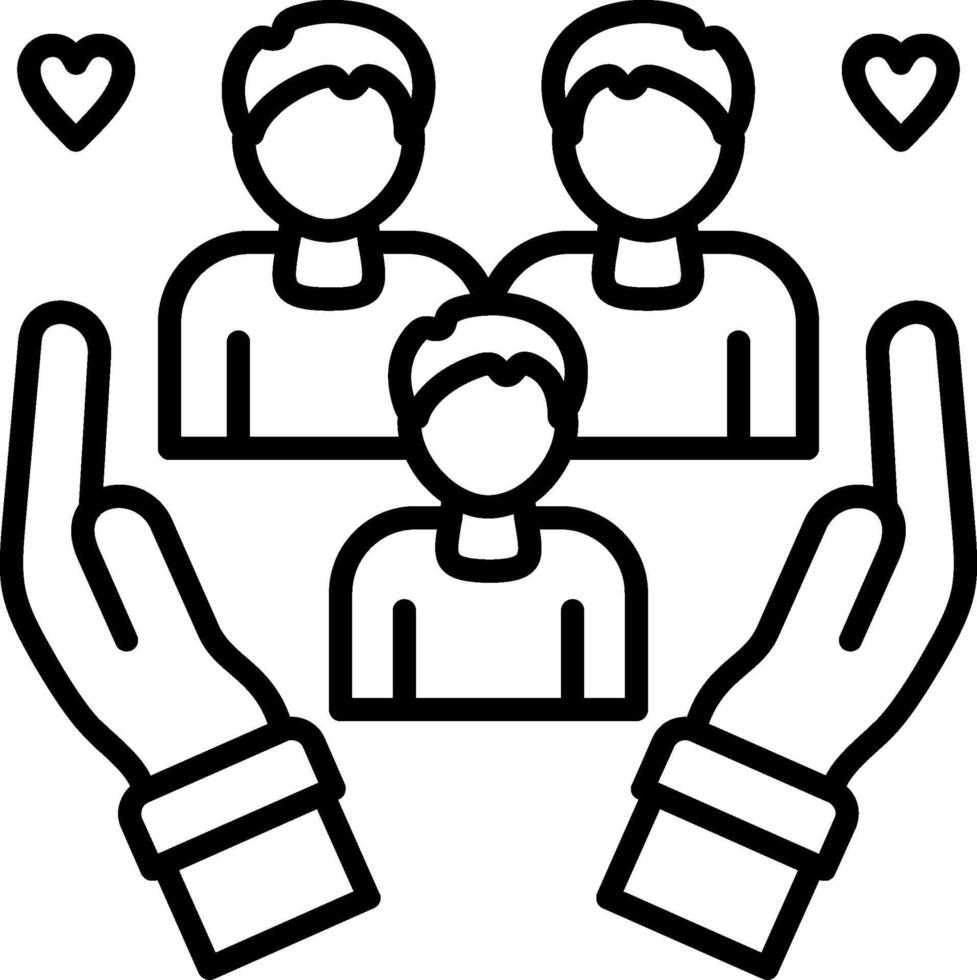 A black and white illustration of a hand holding a heart vector