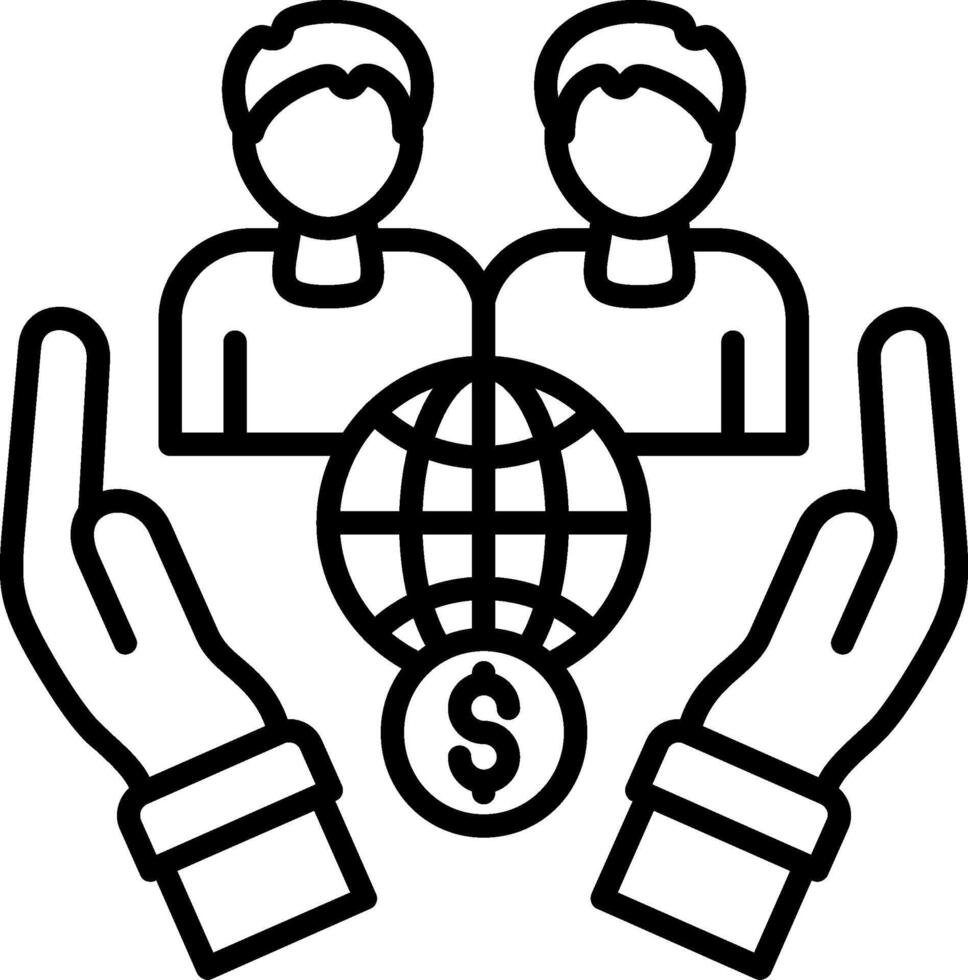 Two hands holding a globe and a dollar sign vector