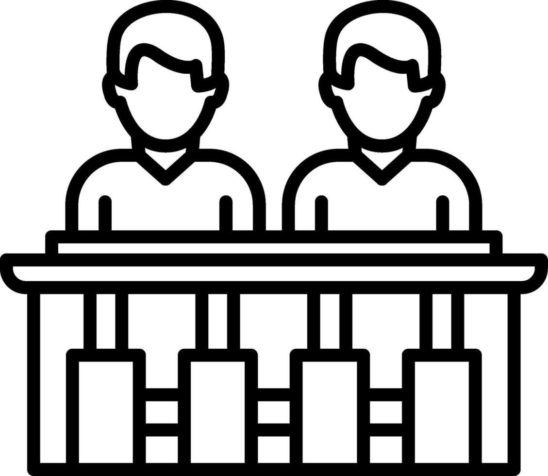 Two people sitting at a table with a table and chairs vector