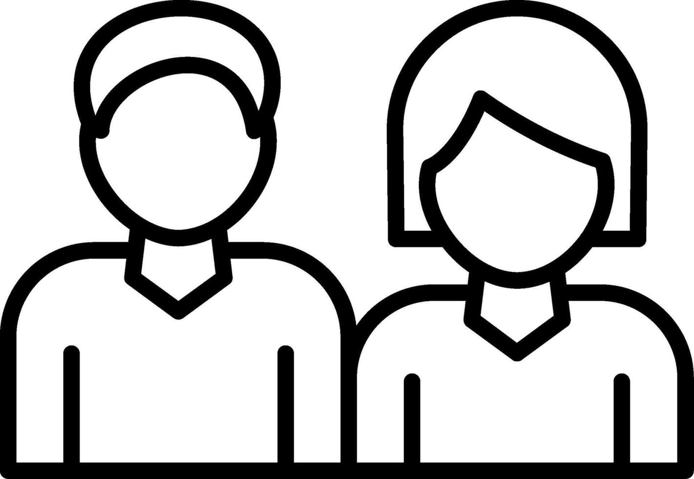 A couple of people are shown in a black and white line vector