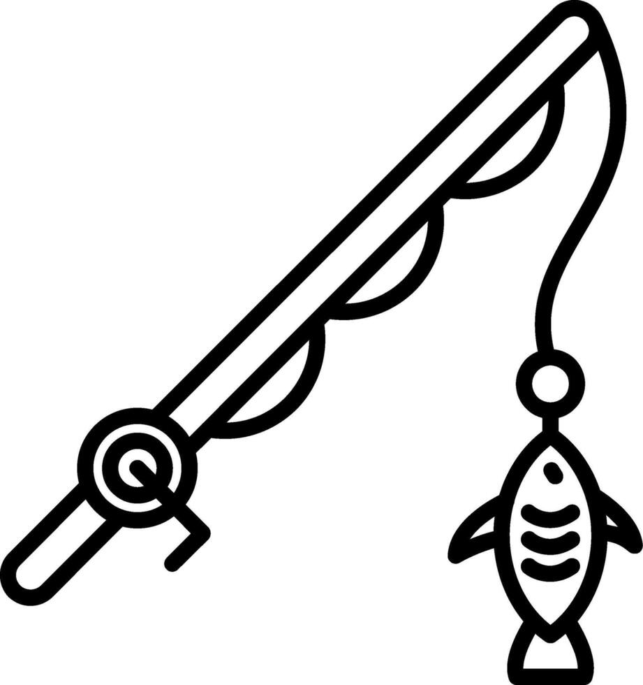 Fishing rod and fish icon vector