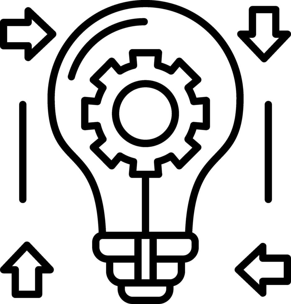 An icon of a light bulb with gears and arrows vector