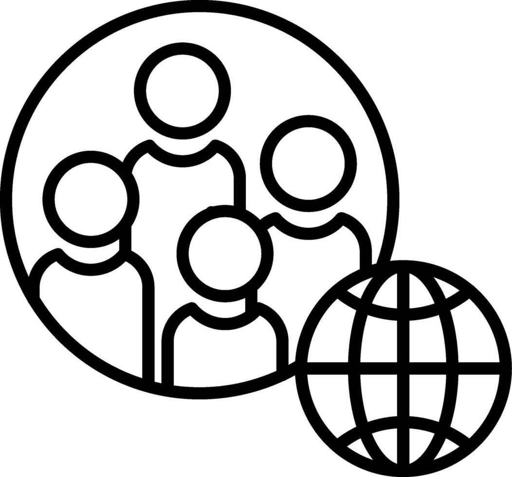 People around a globe icon vector