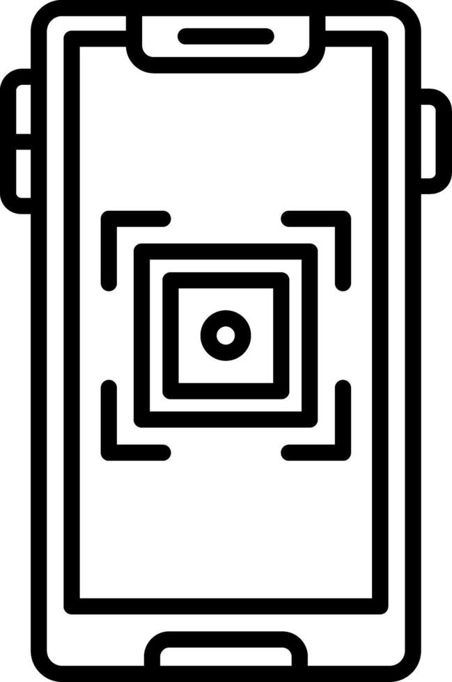 A black and white image of a smartphone with a camera vector