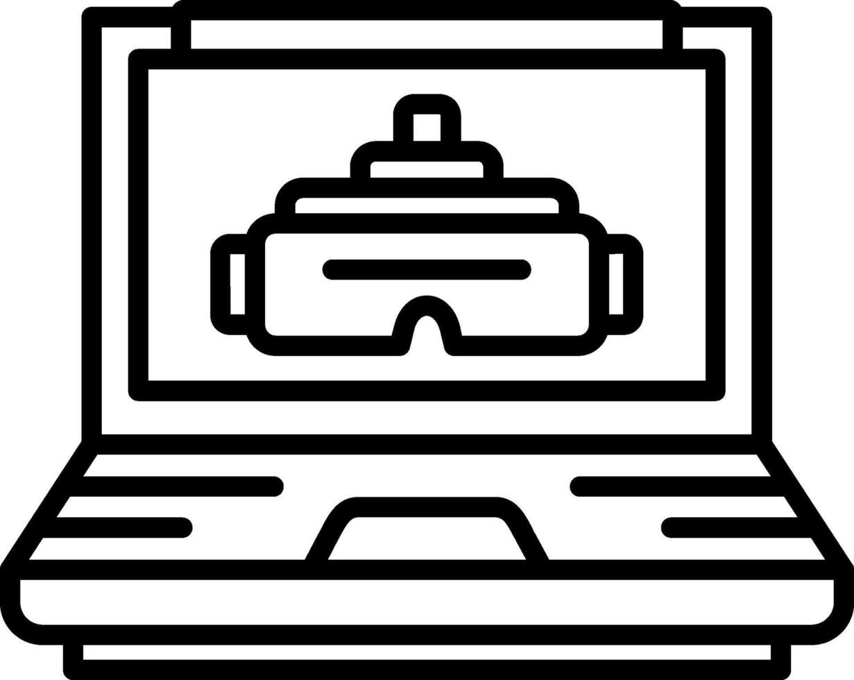 A laptop with a virtual reality headset on it vector