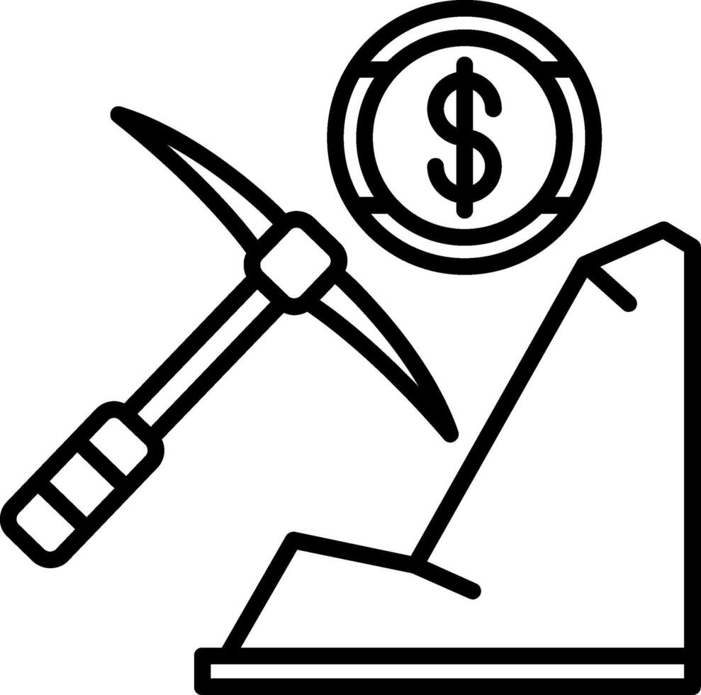A black and white icon of a hammer and a dollar sign vector