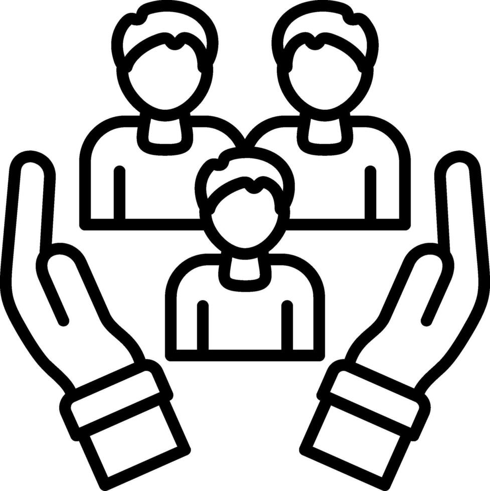 A group of people holding hands and a hand vector