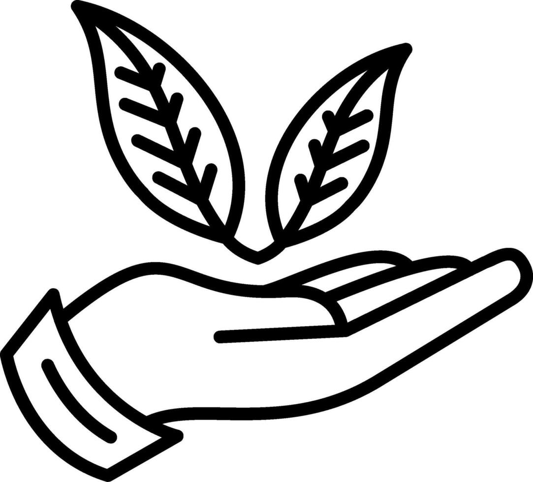 A hand holding a leaf icon on a white background vector