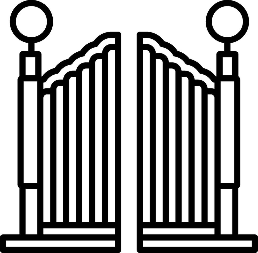 A black and white illustration of a gate vector