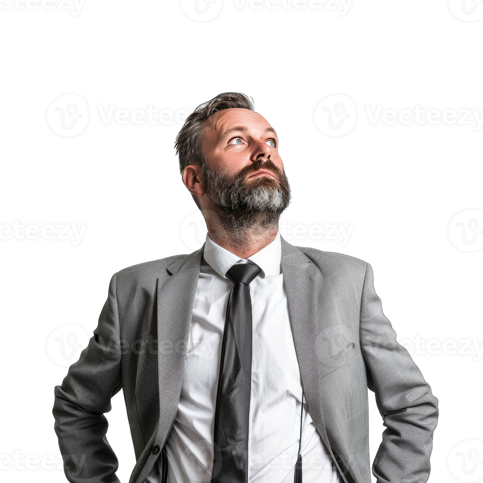 A man in a suit and tie looking up png