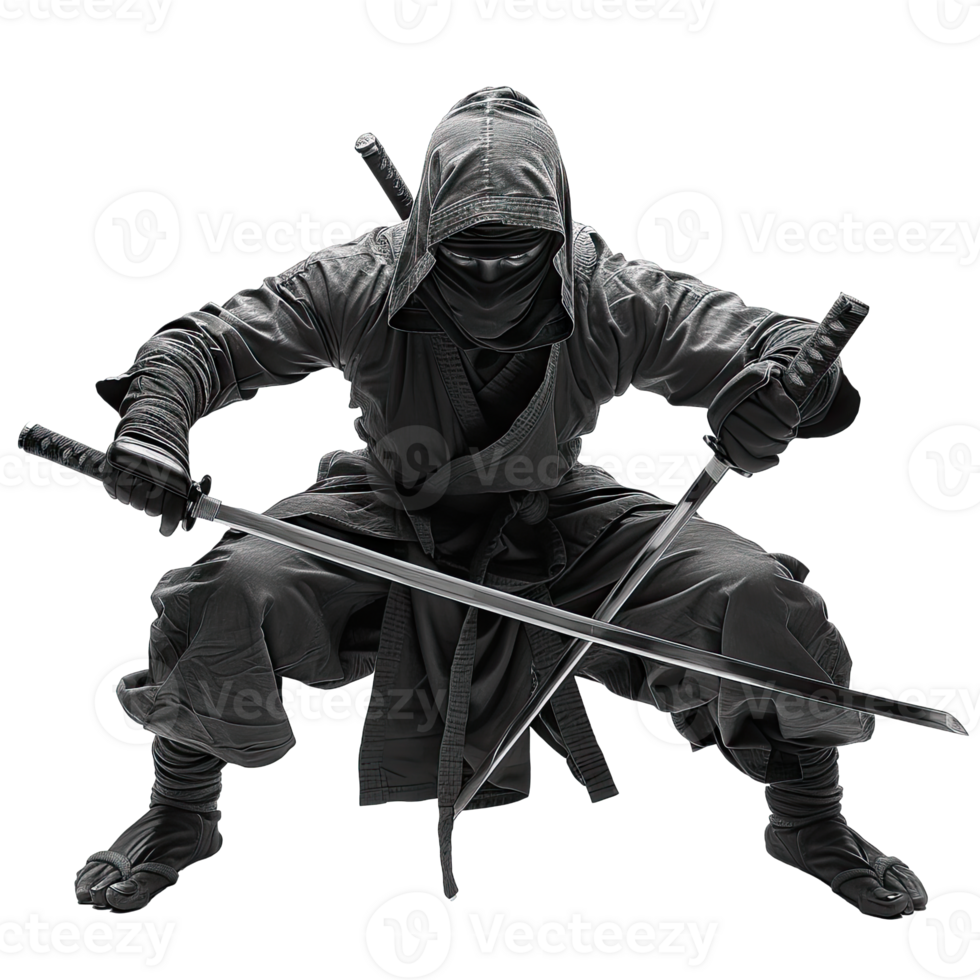 Ninja with sword and hoodie png