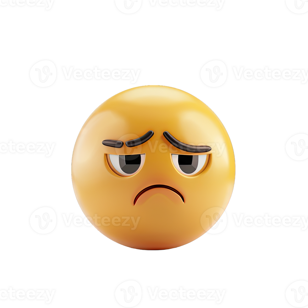 A 3D emoticon depicting a sad expression, ideal for conveying feelings of disappointment or sorrow in digital communication. png
