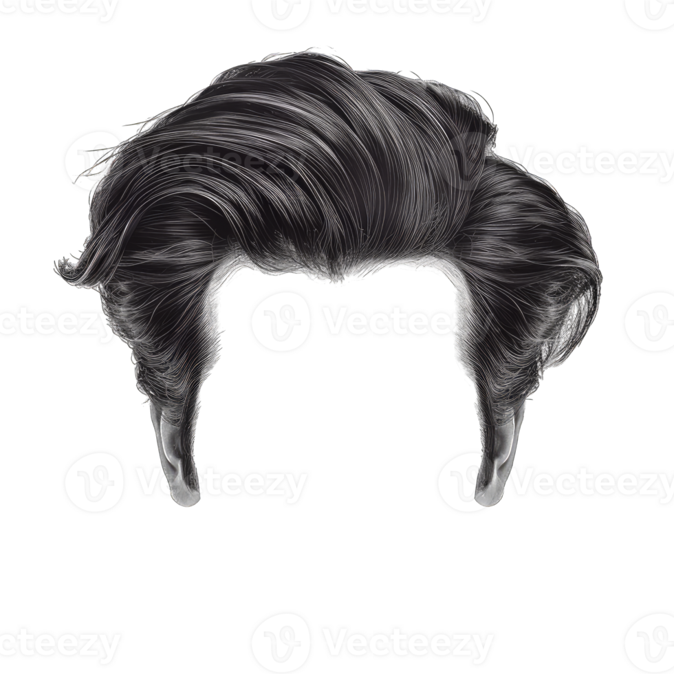 A black and white image of a man's head with a long hair png