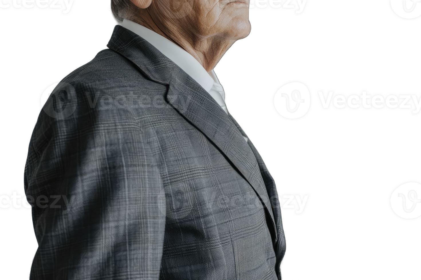 An older man in a suit and tie looking off to the side png