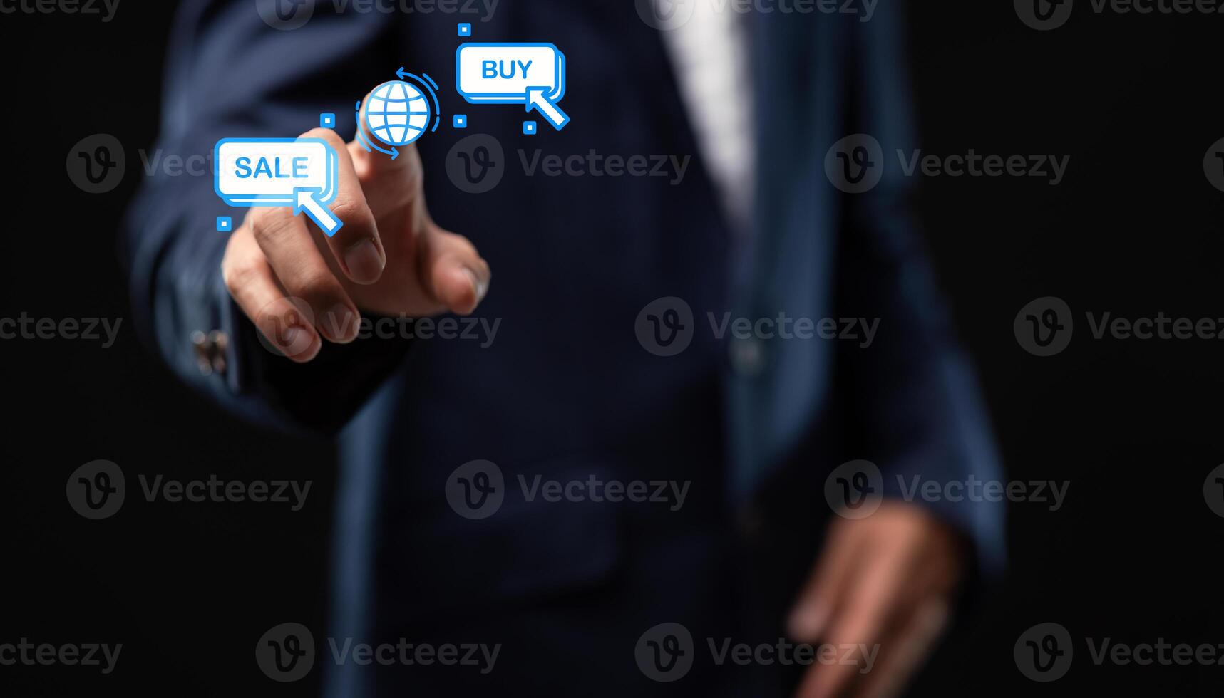Hologram Icon Buying and selling products online worldwide 24 hours a day. photo
