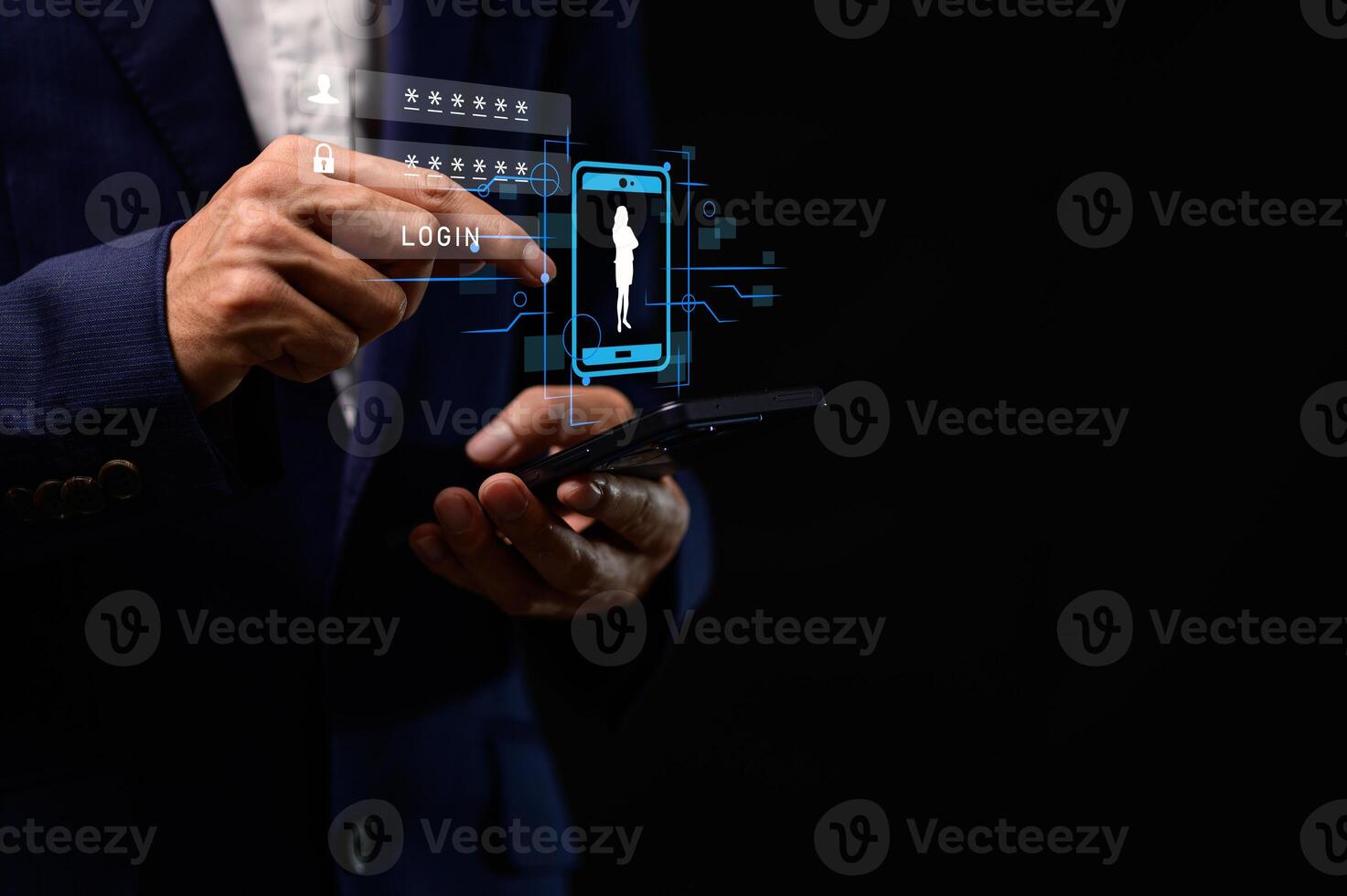 Hologram icon. System concept. Security. via online network photo