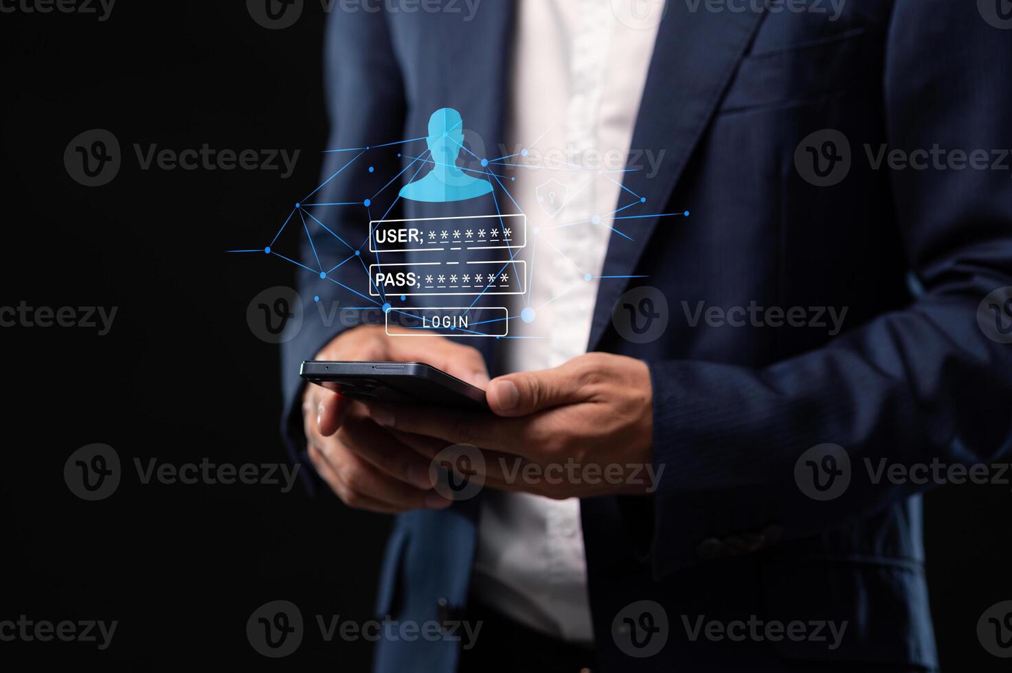 Hologram icon. System concept. Security. via online network photo