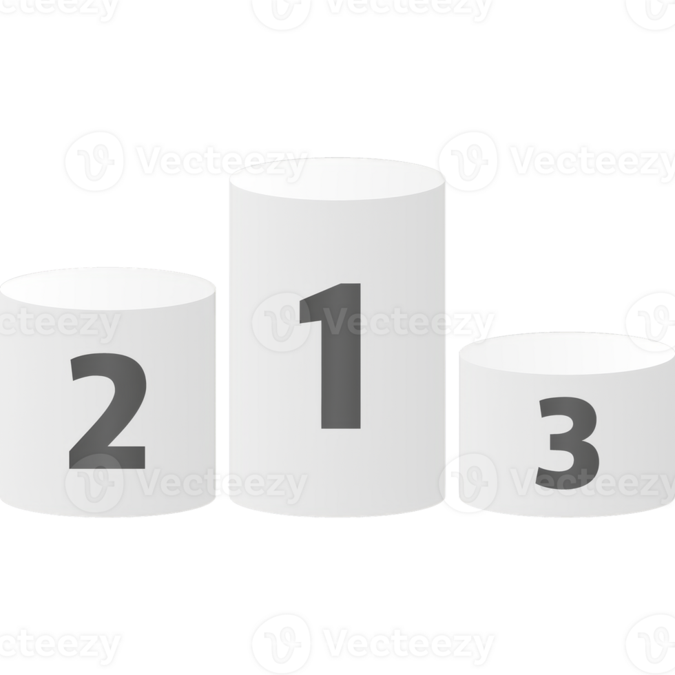 Font with 123 podium for promotion design. Discount coupon. Winner podium png
