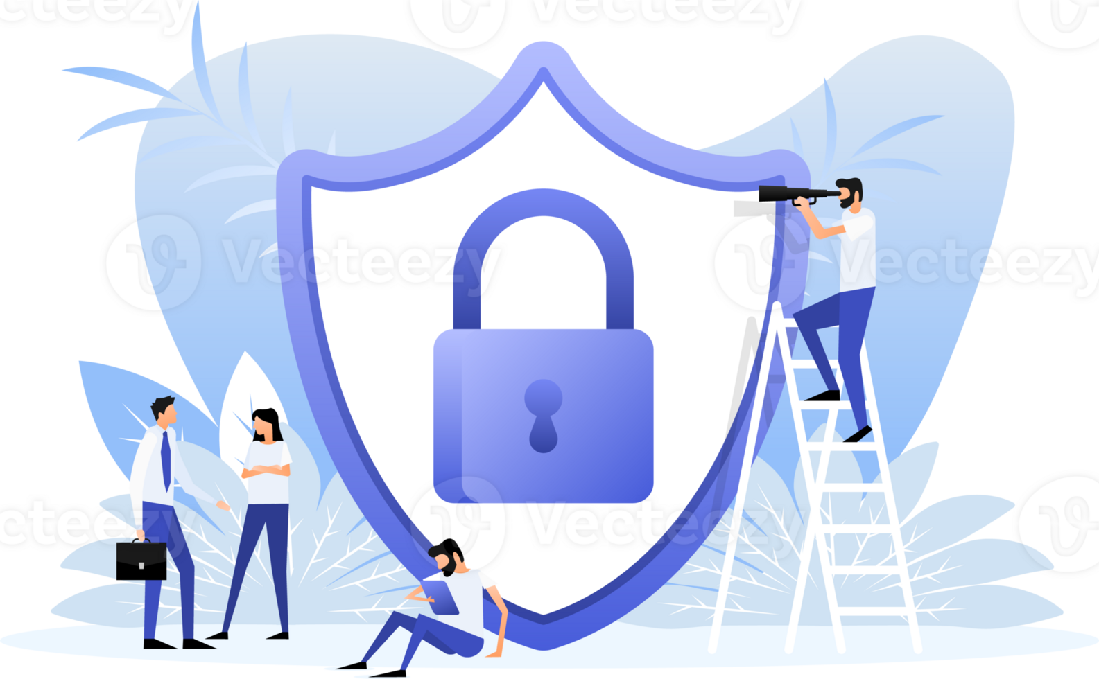 Secure lock people. Digital bank png