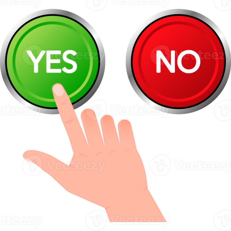 Check mark button with yes and no. Flat simple style trend modern red and green checkmark png