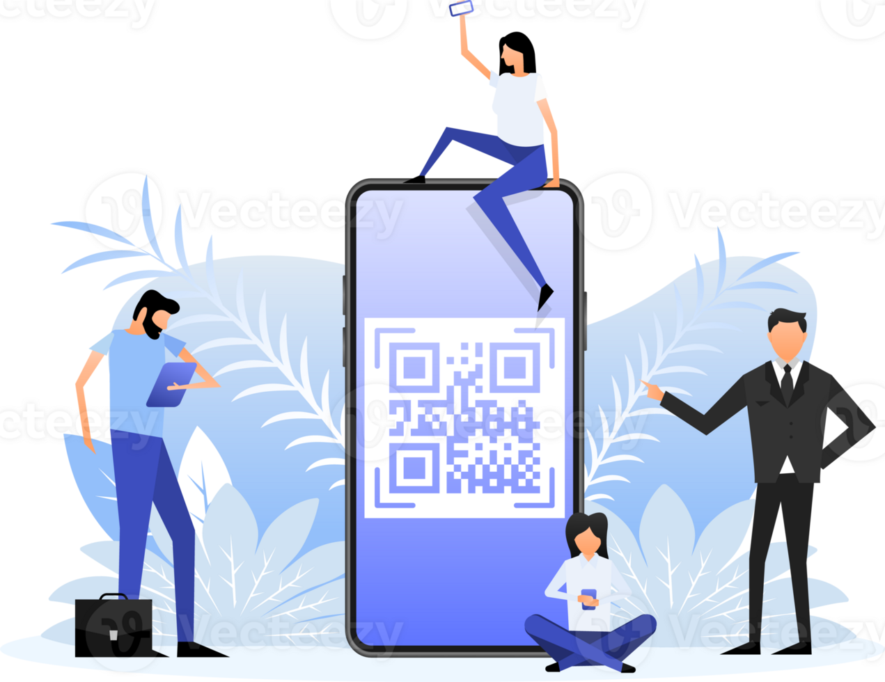 Scan qr code and people png