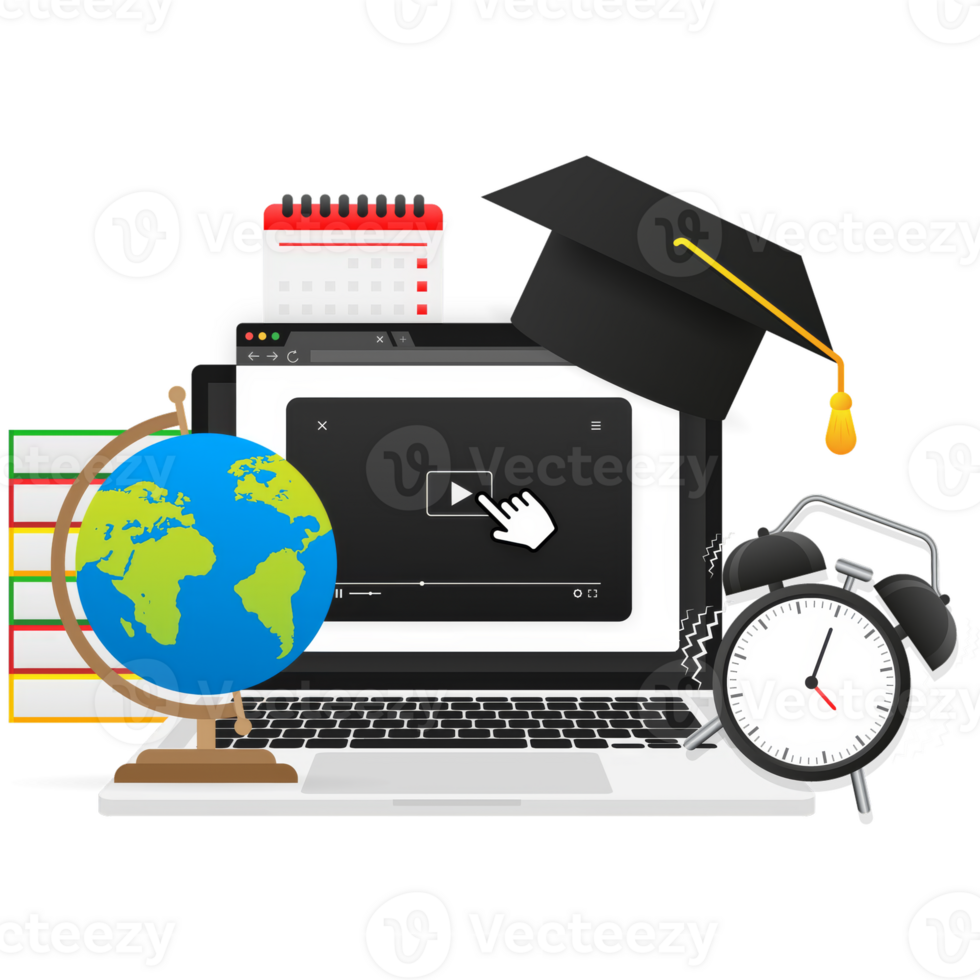 Online education, online study concept. Computer technology flat illustration. Abstract illustration png