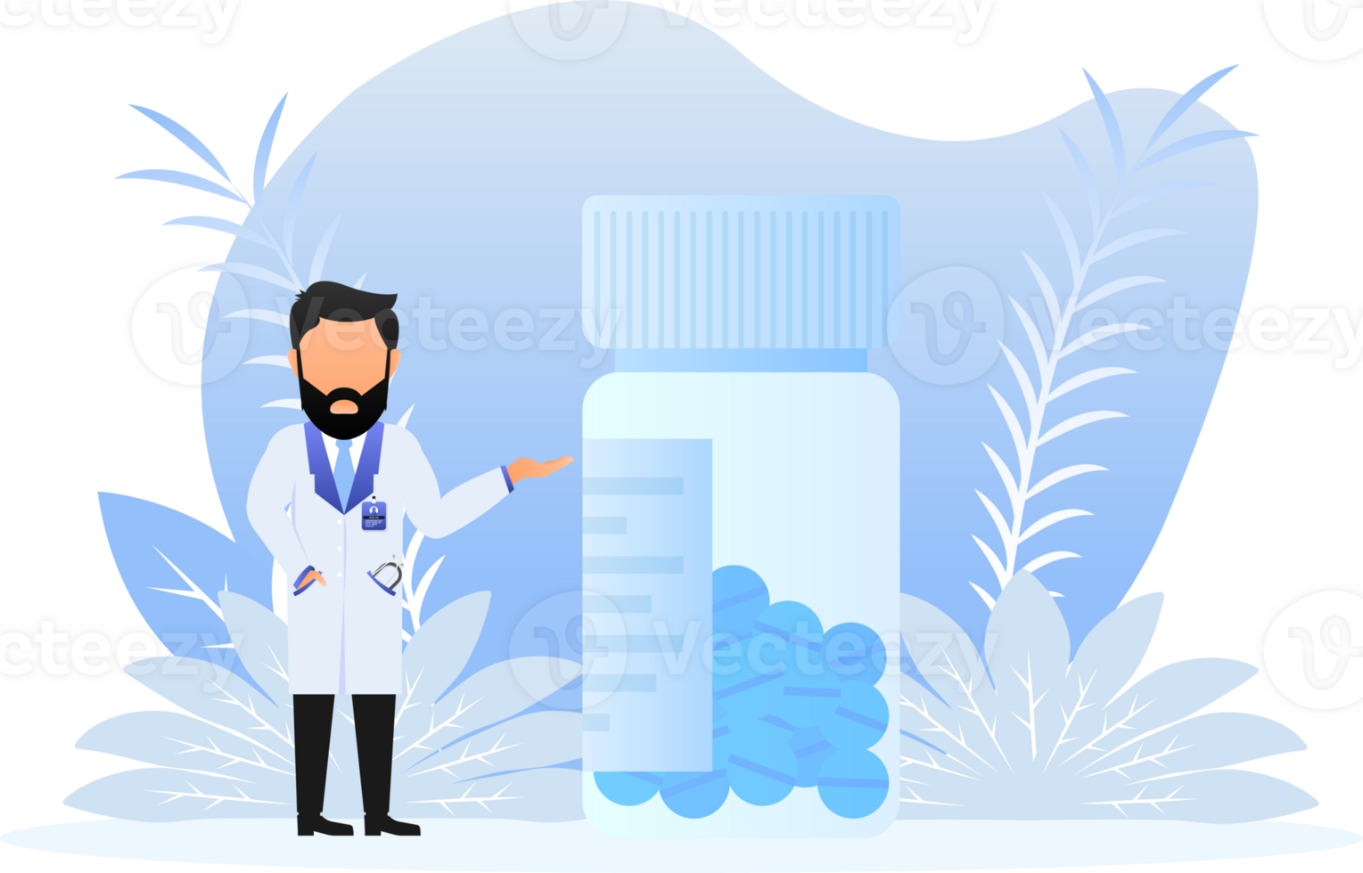 The character of a doctor with pills png