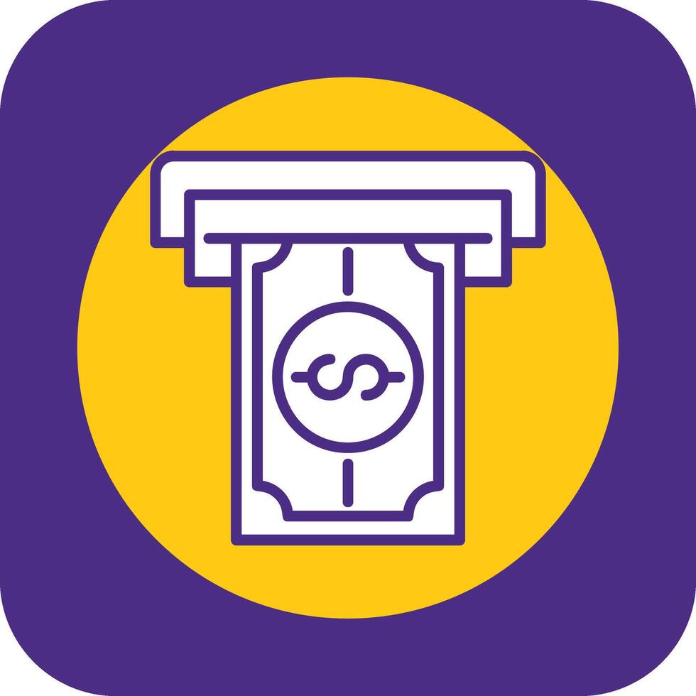 Cash Withdrawal Filled Curve Icon vector