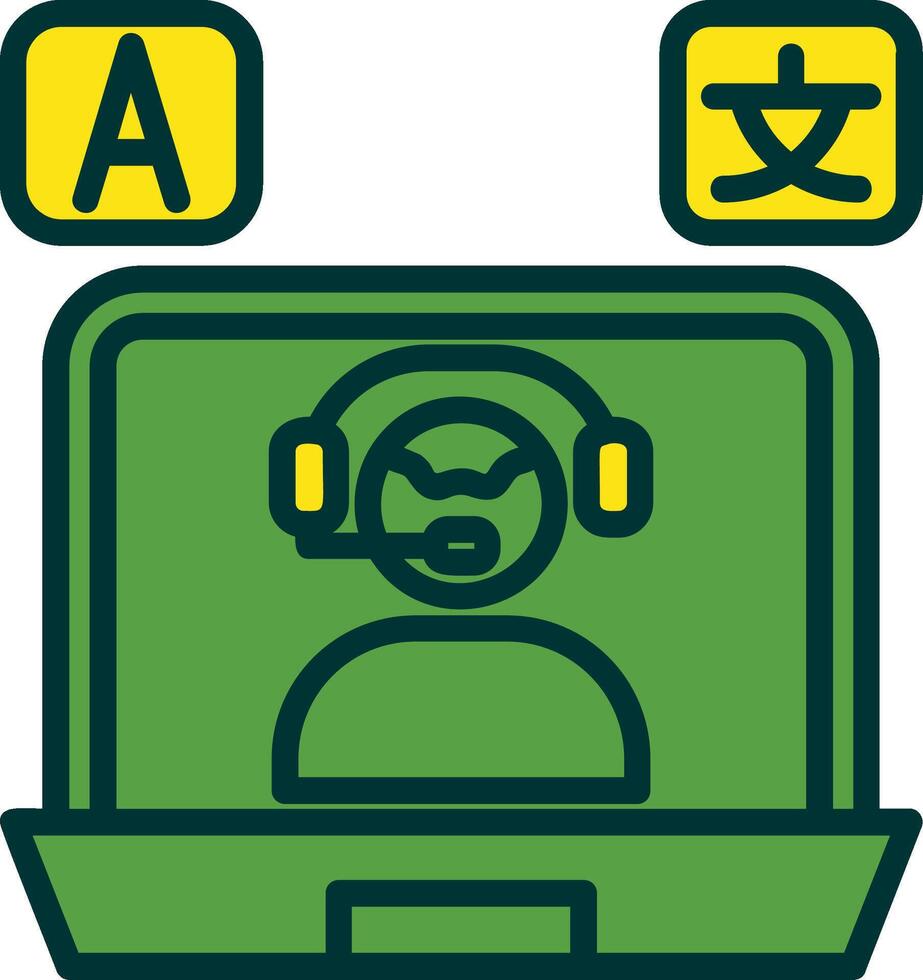 Online Language Teacher Filled Two Color Icon vector