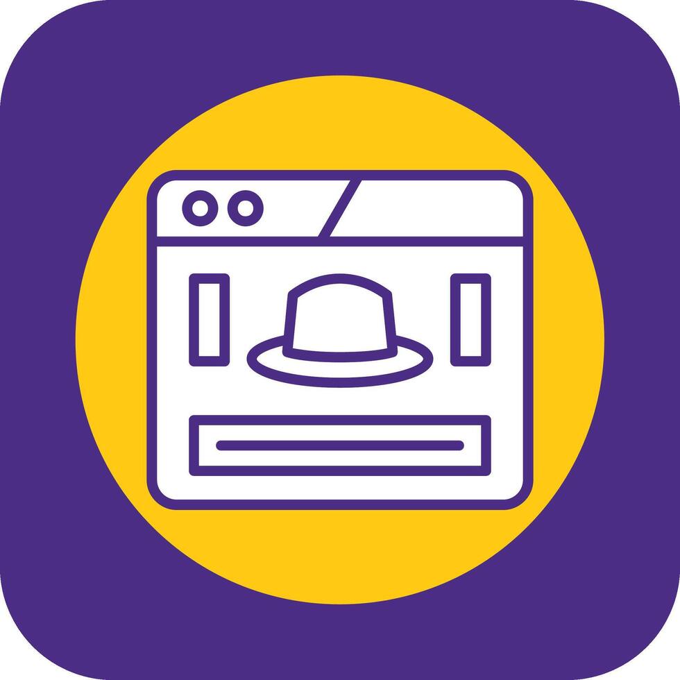 Black Hat Filled Curve Icon vector