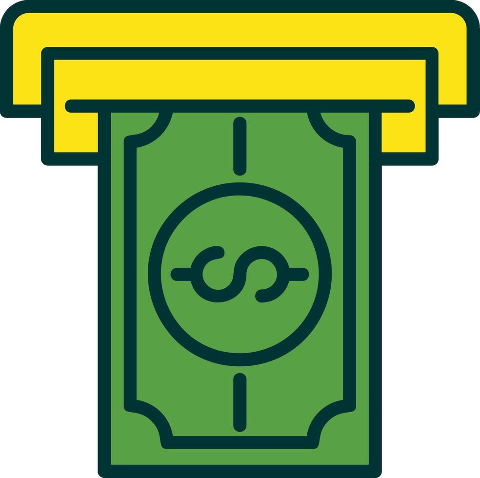 Cash Withdrawal Filled Two Color Icon vector