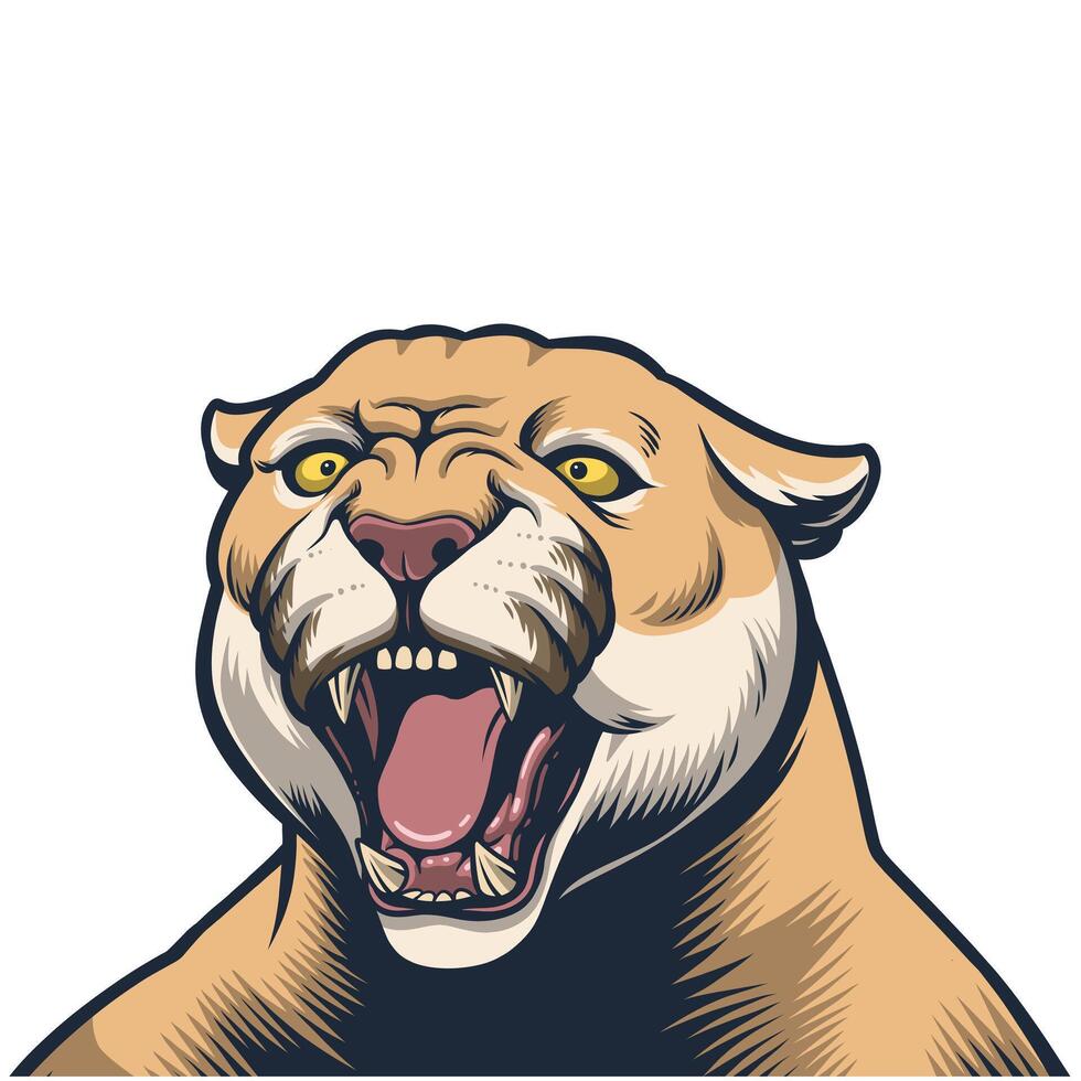 Head Illustration of an Angry Cougar vector