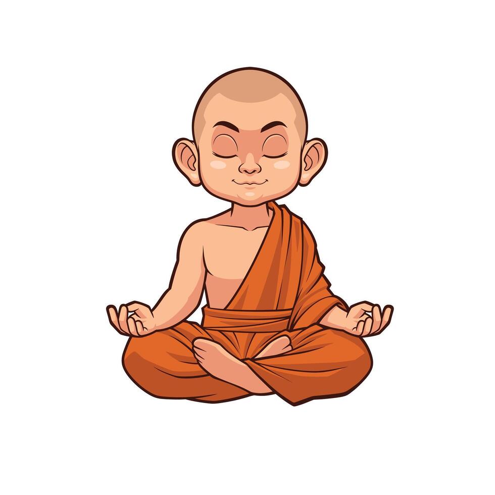 Little Monk Meditating vector