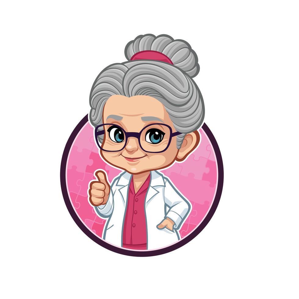 Grandma as a Doctor Mascot design vector