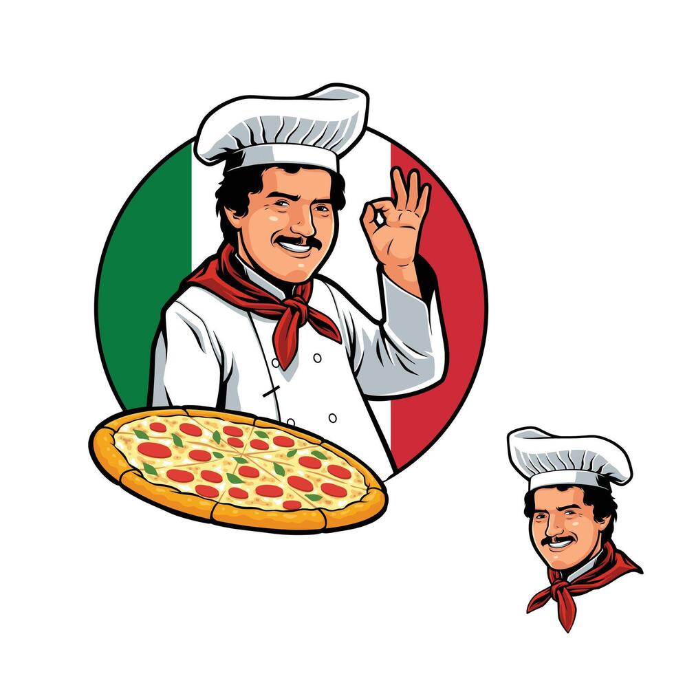 Italian Pizza Chef Mascot vector