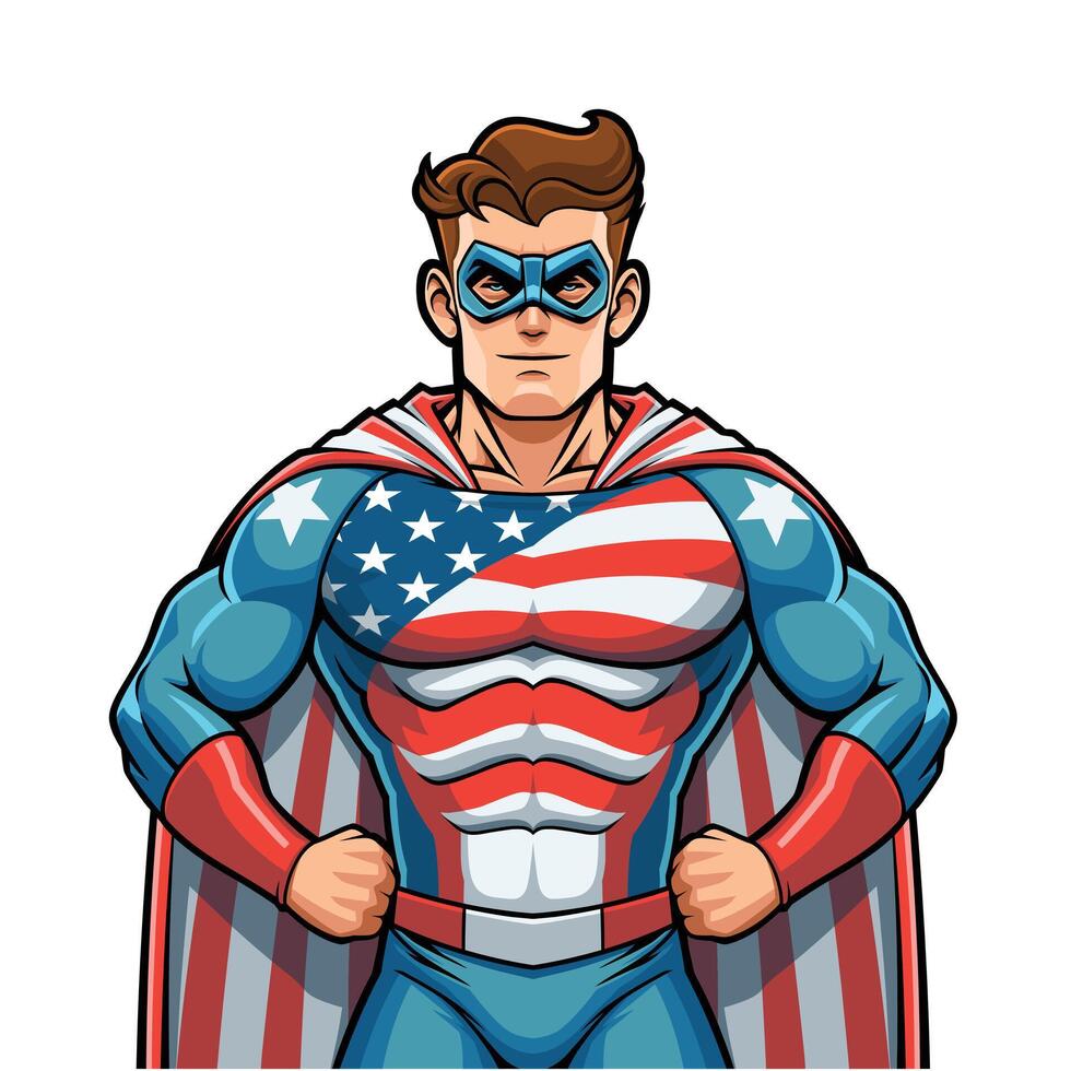 American Superhero Mascot design with stars and stripes costume vector