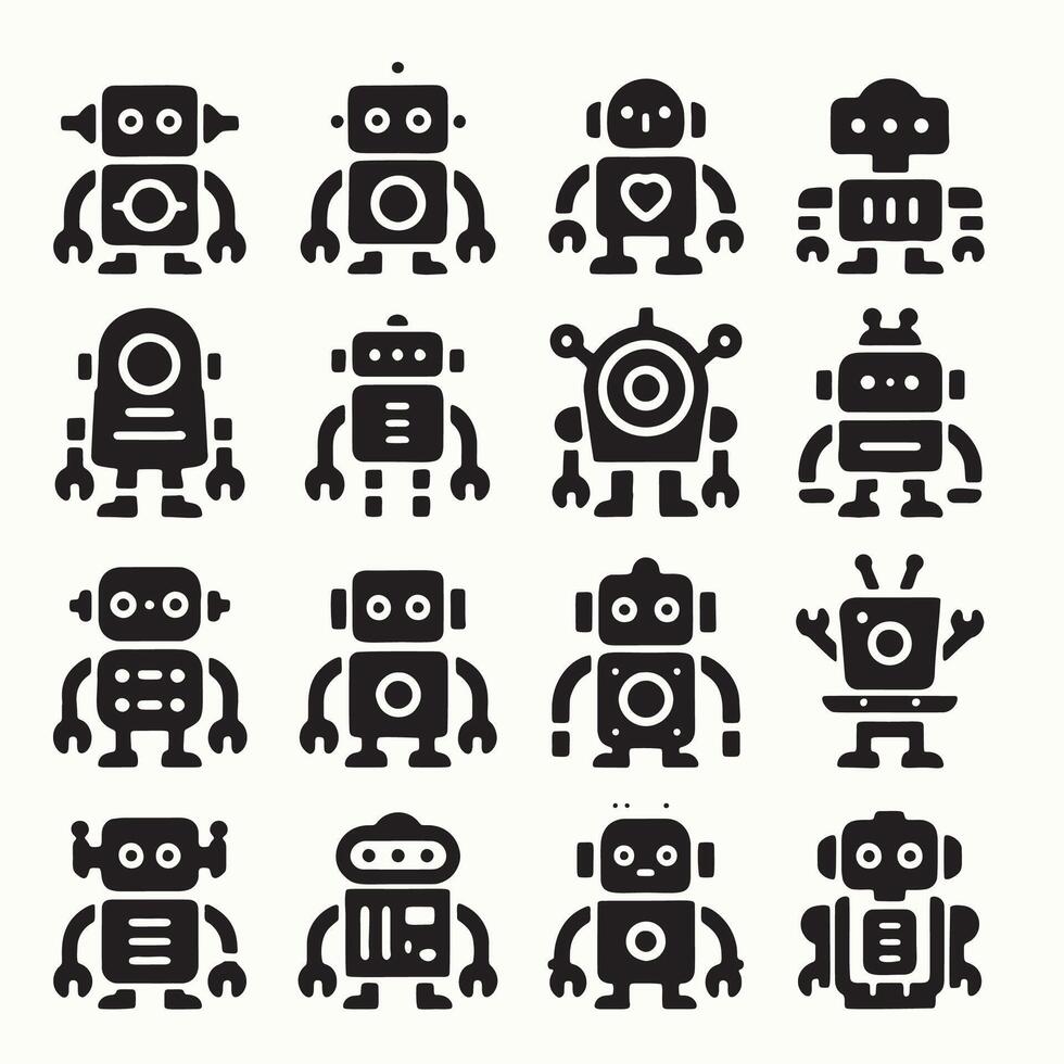 Set of robot icons, illustration vector