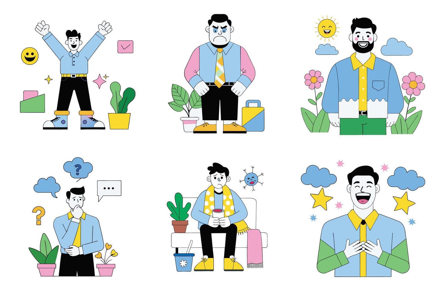 A set of cartoon characters depicting different types of people vector