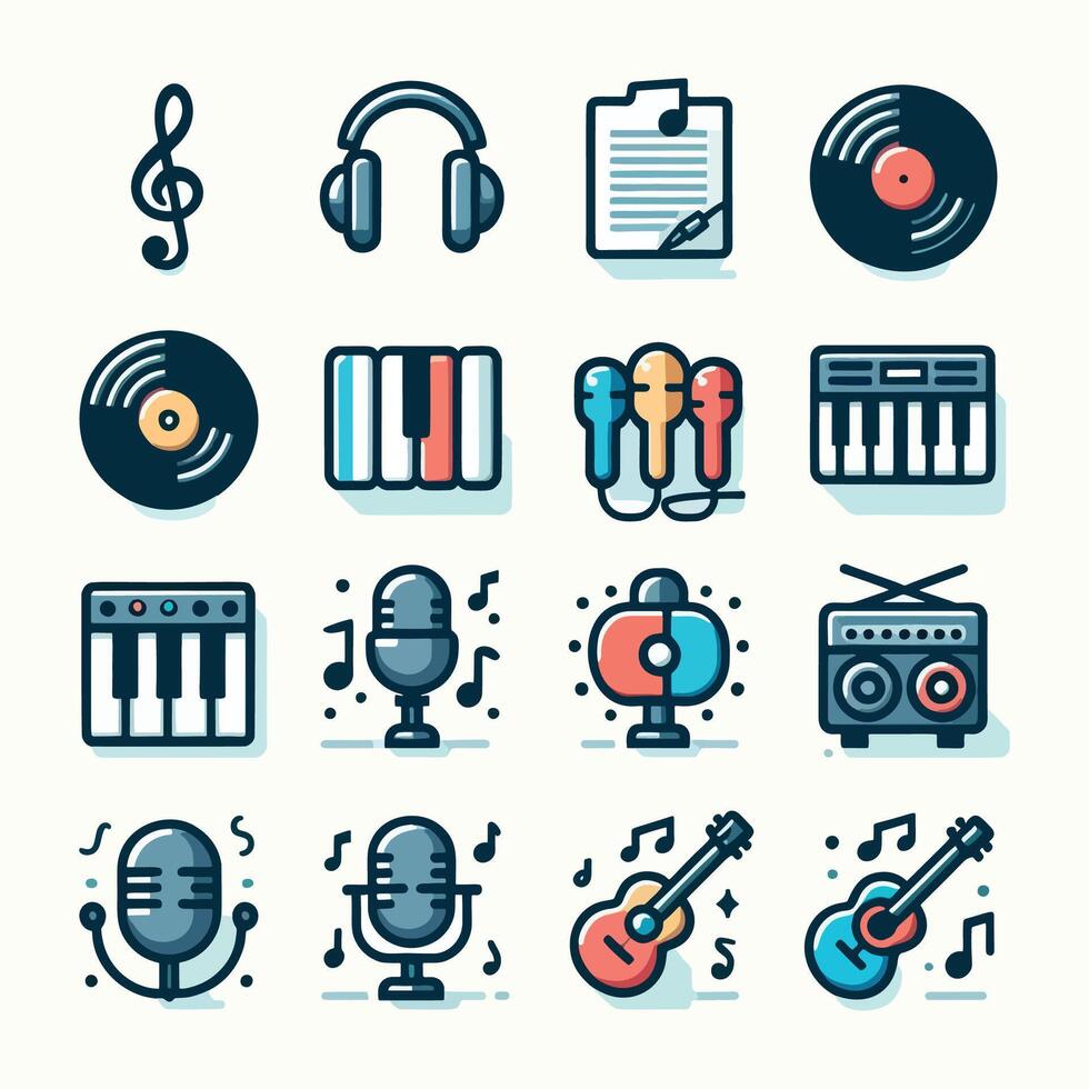 Music and music icons set vector