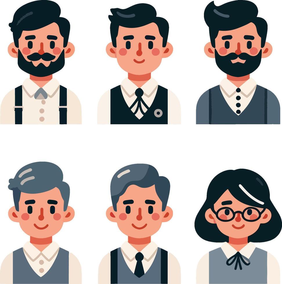 Set of men and women avatars in different styles vector